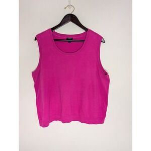 Talbots Plus Size 3X Pima Cotton Sleeveless Sweater Vest Pink Preppy Career